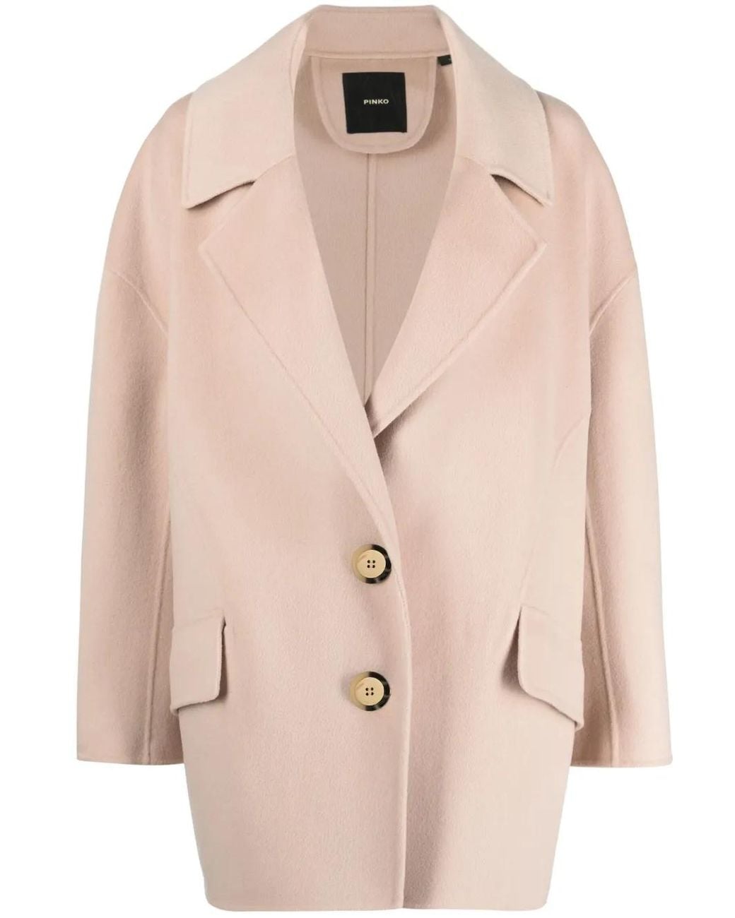 Pinko Natural Single-Breasted Wool Coat