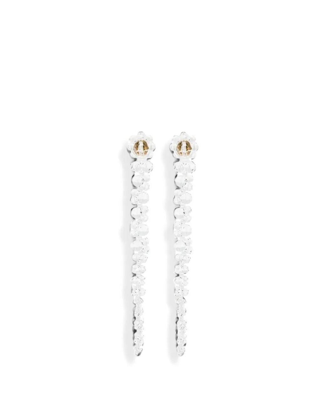 Satin Color Drips Simone Rocha Drip Crystal-Embellished Drop Earrings in White | Lyst