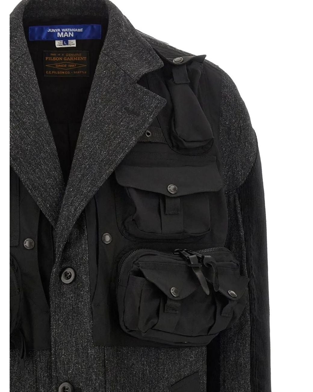 Junya Watanabe Black Filson X Patchwork Coat for men