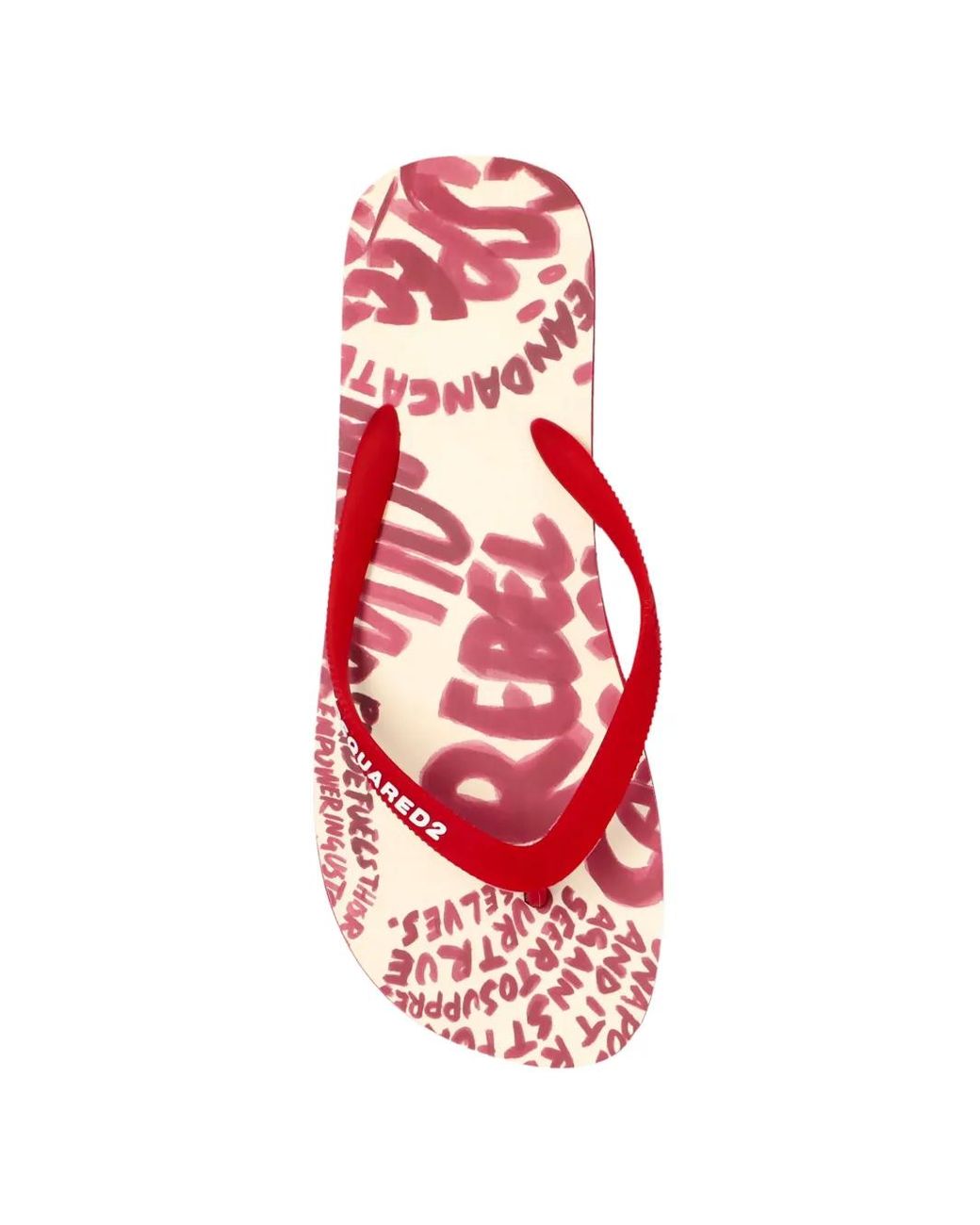 DSquared² Red Rebel Hibiscus Flip Flops