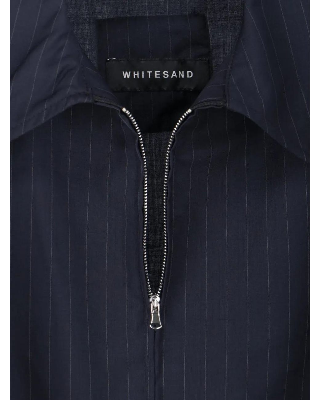 White Sand Blue Striped Zip Jacket for men