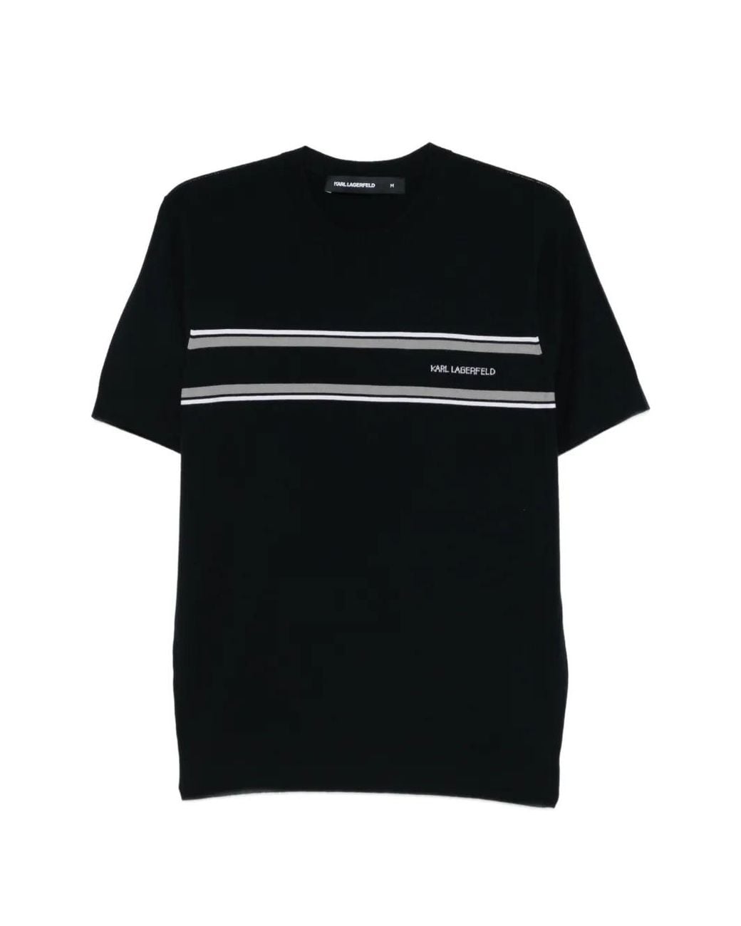 Karl Lagerfeld Black Striped T-Shirt for men