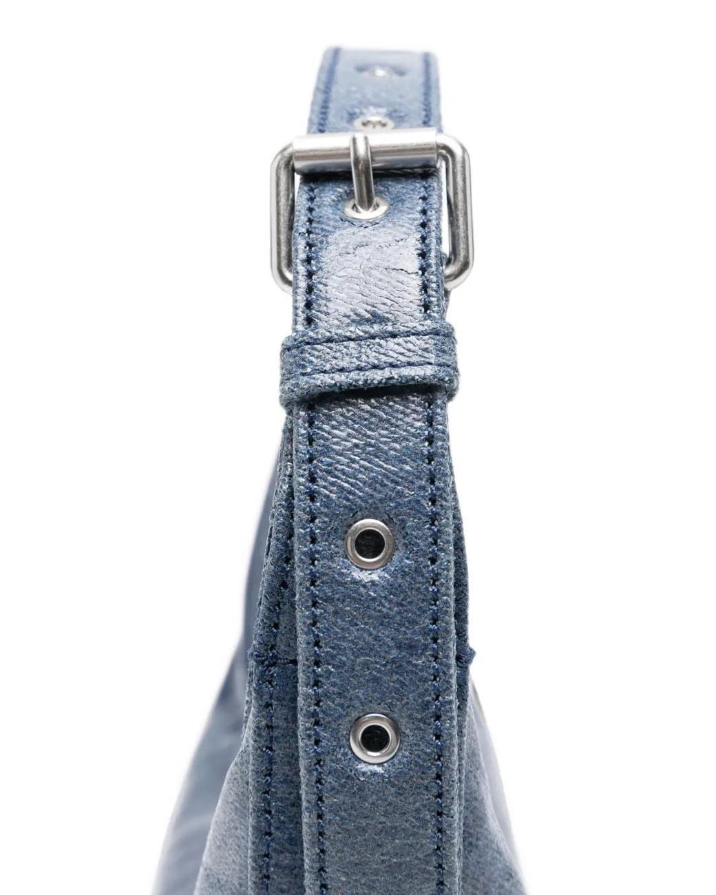 Alexander Wang Blue Crinkled-Effect Logo-Debossed Shoulder Bag
