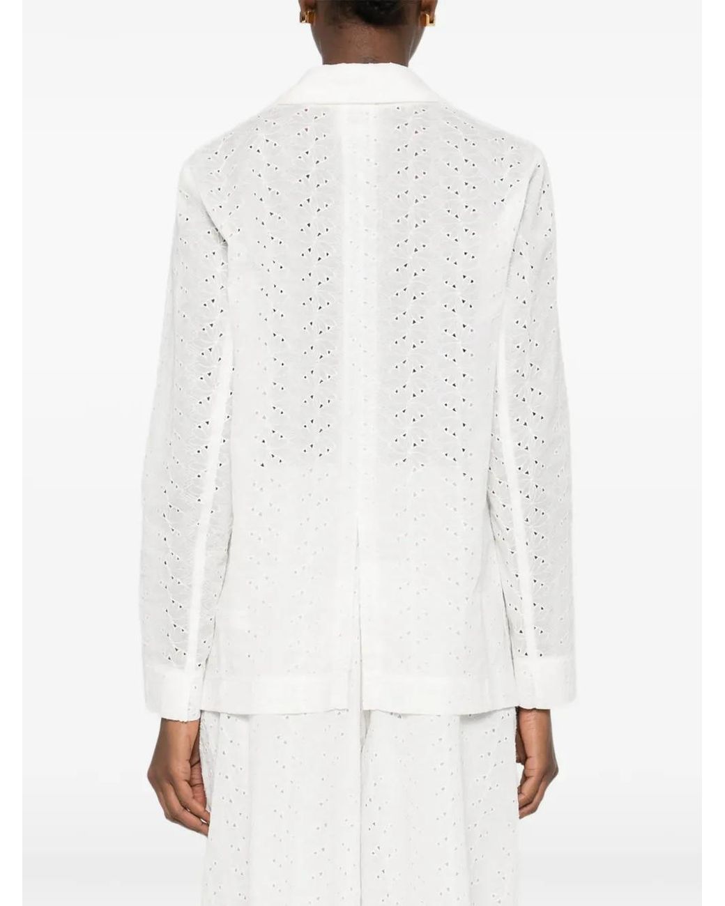 Forte_forte White Eyelet Tie Jacket
