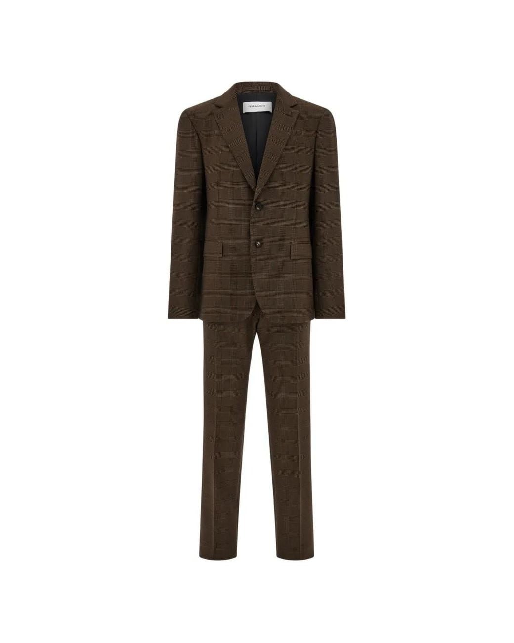 Ferragamo Brown Prince Of Wales Check Suit for men