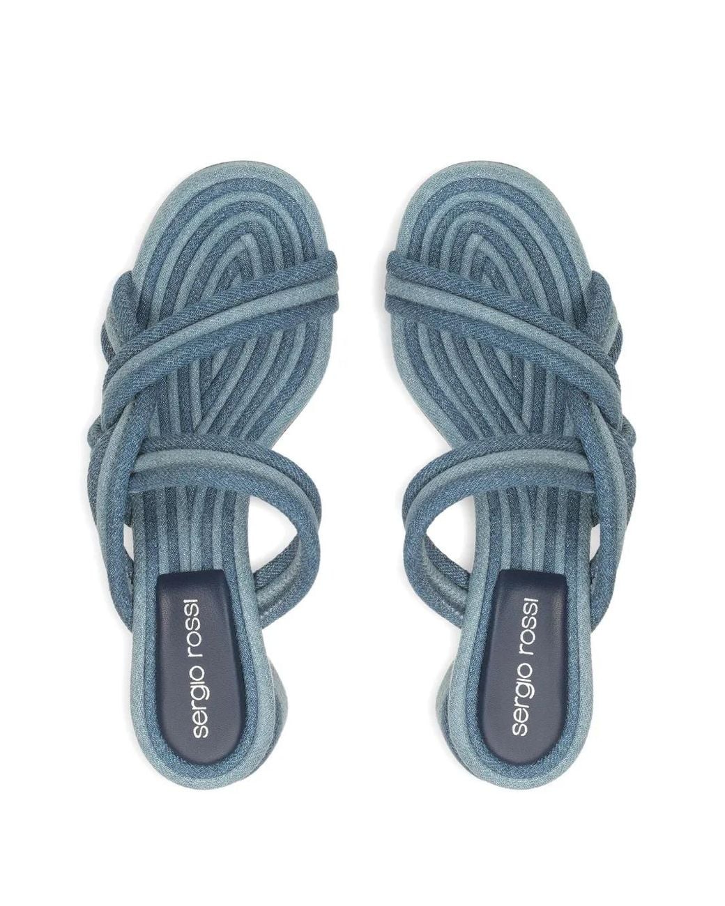 Sergio Rossi Blue 50Mm Watamu Knotted Denim Sandals