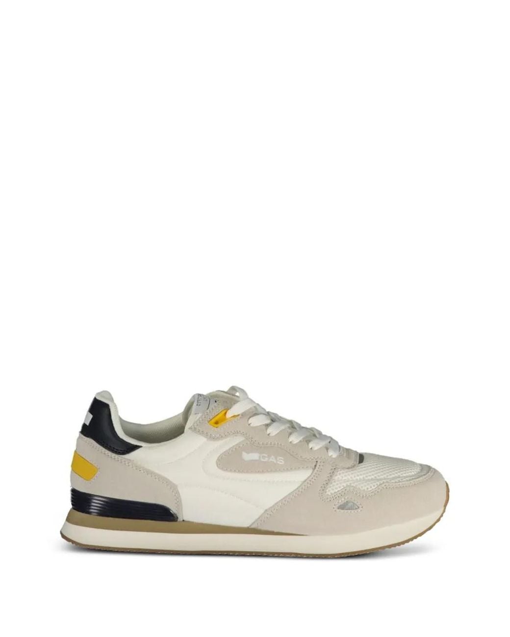 Gas White Panelled Lace-Up Sneakers for men