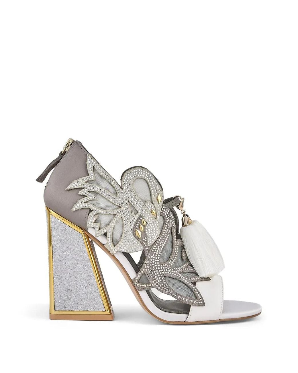 Kat Maconie White Sandales Aya Anch À Ornements En Cristal