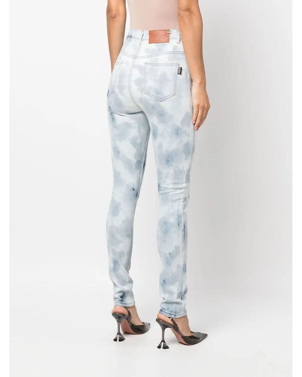 Philipp Plein Blue High-Waisted Tie-Dye Jeggings