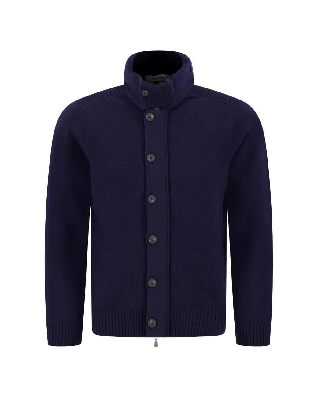 Gran Sasso Blue Ribbed-Knit Cardigan for men