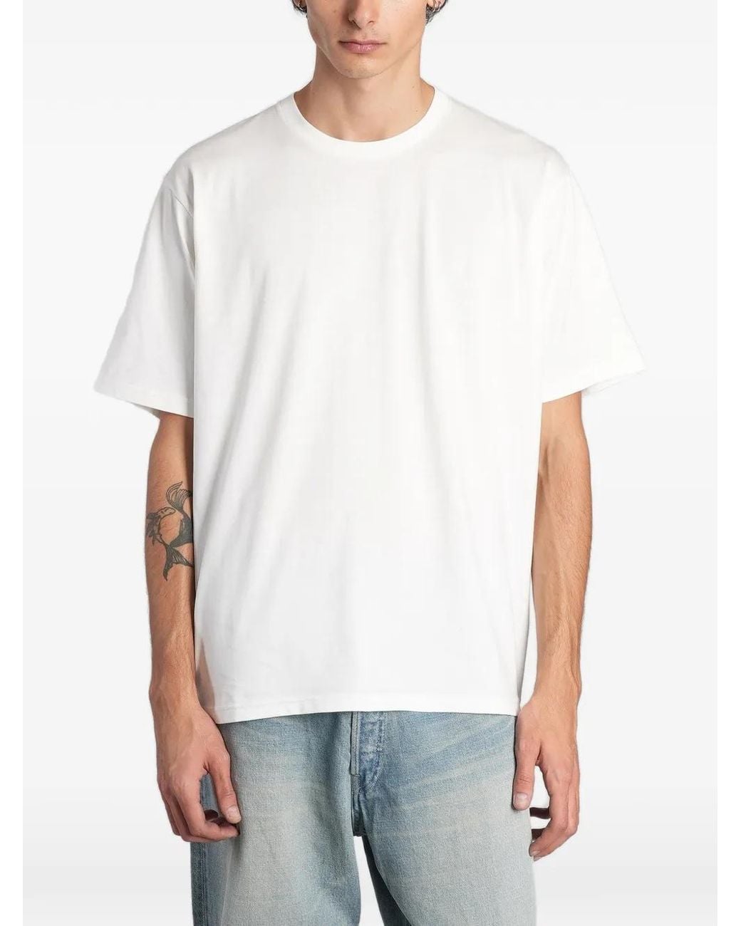 Ssstein White Crew-Neck T-Shirt for men