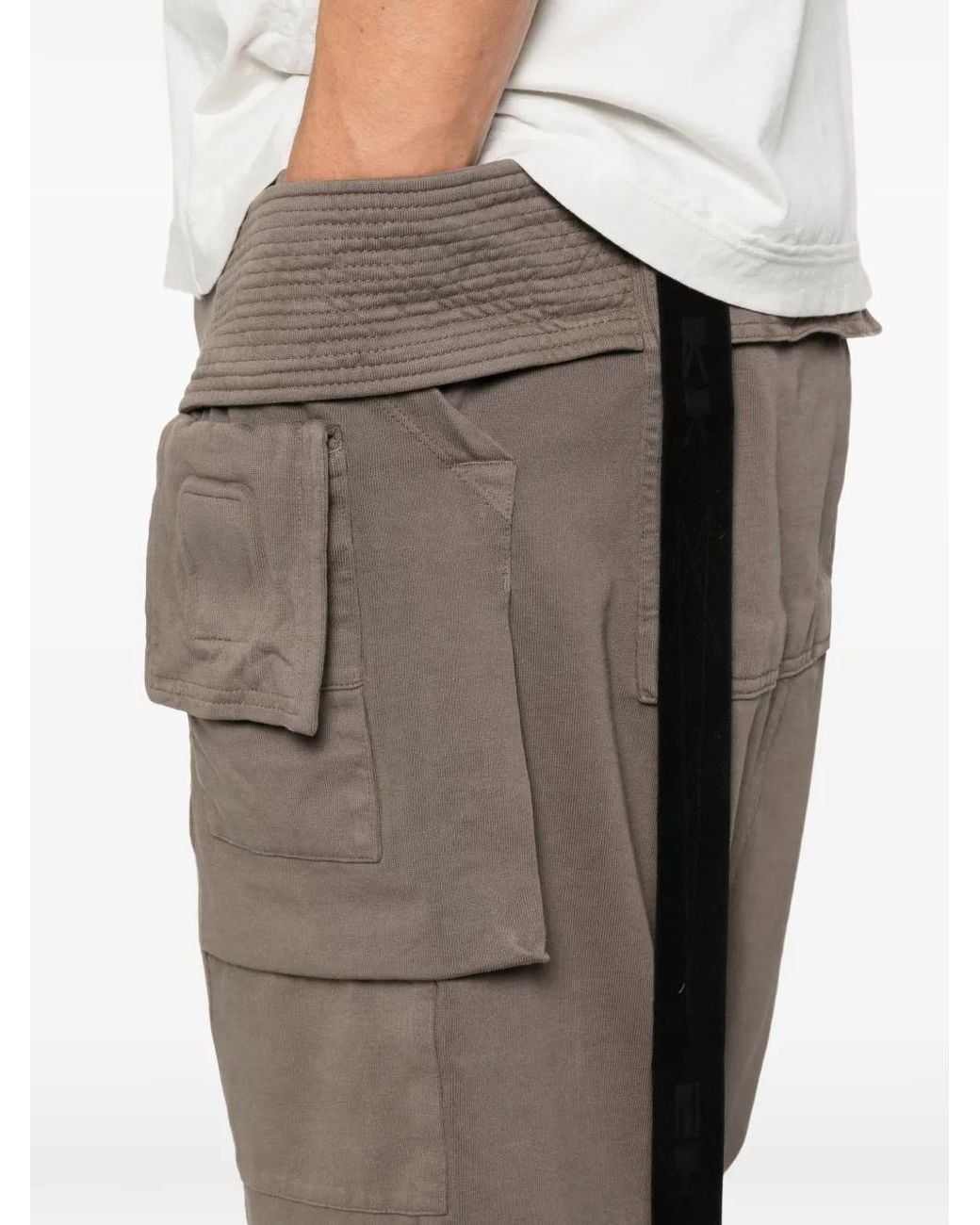 Rick Owens Brown Drop Crotch Cargo Bermuda Shorts With Zip Closure And Drawstring Waist for men