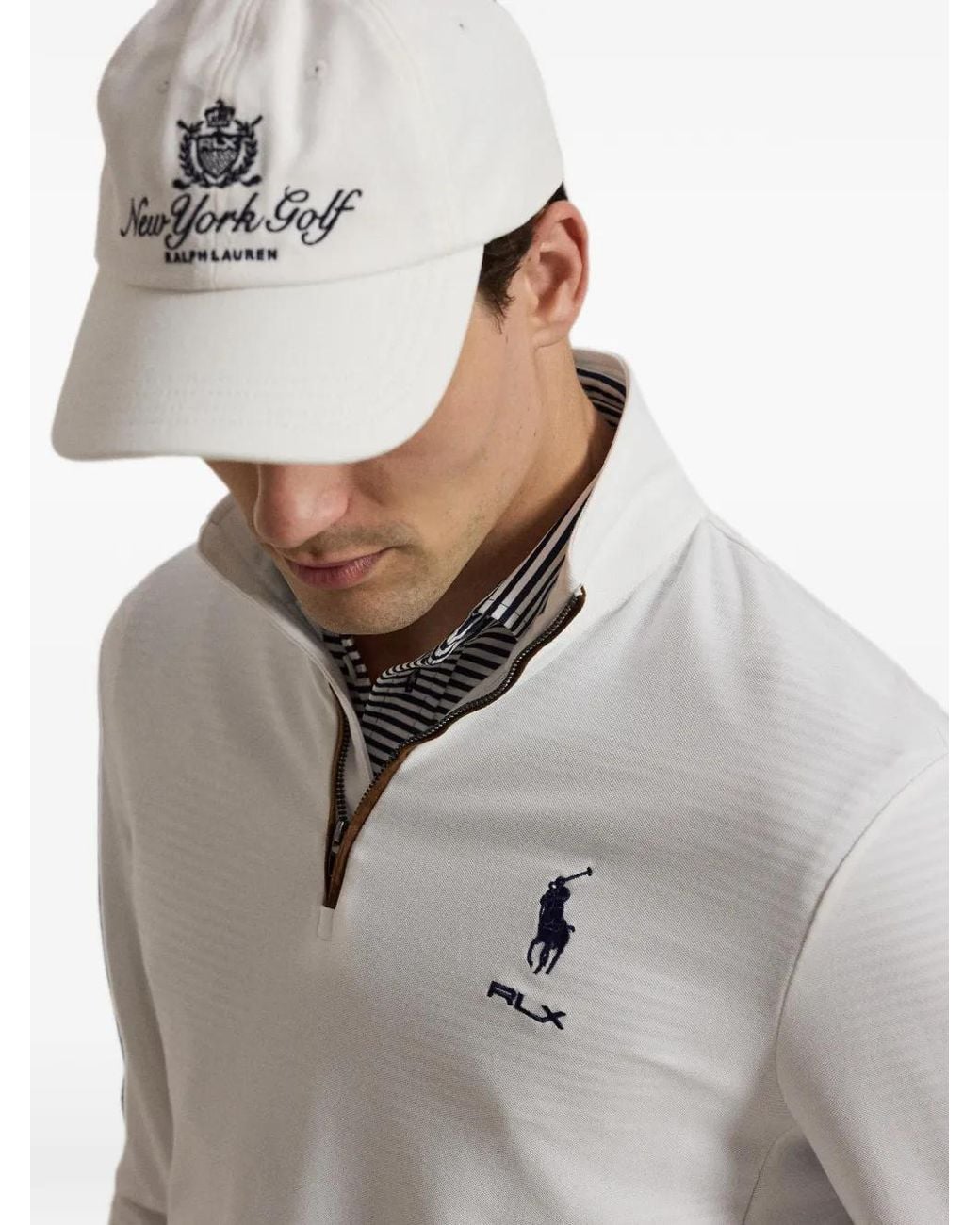 Ralph Lauren White Sweat Brodé À Col Zippé for men