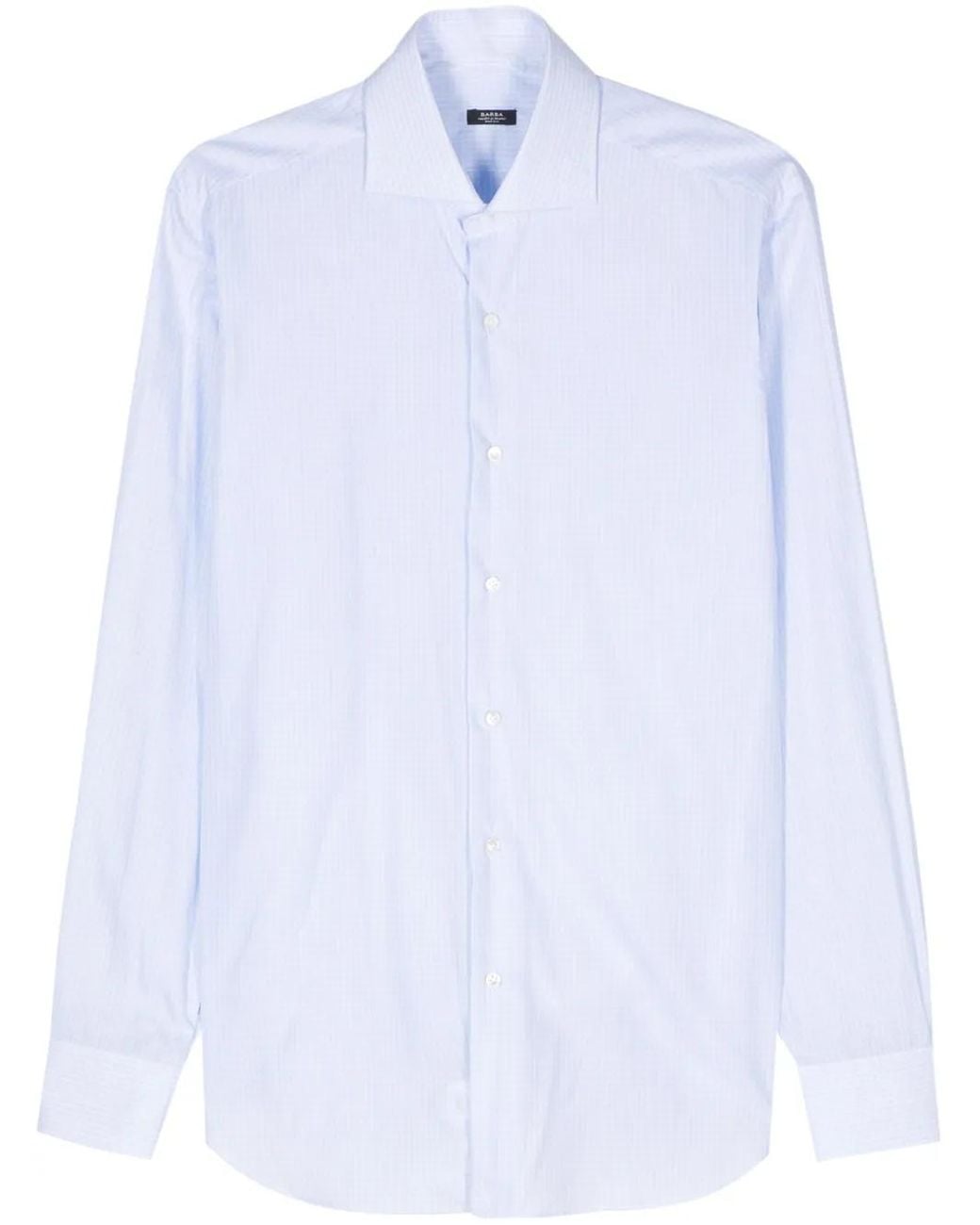 Barba Napoli White Check-Pattern Poplin Shirt for men