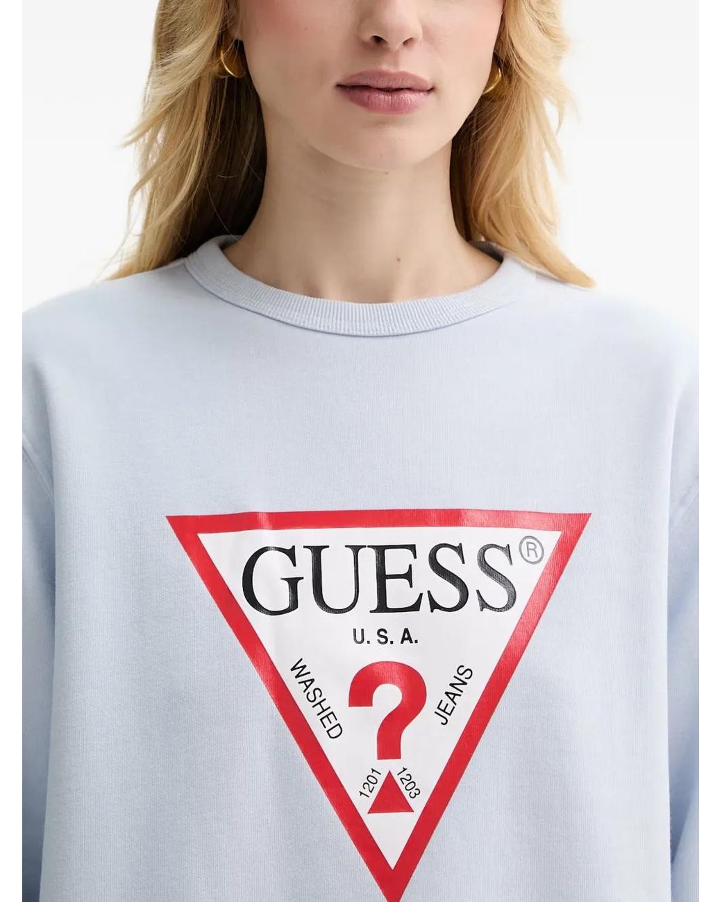 Guess White Logo-Print Sweatshirt