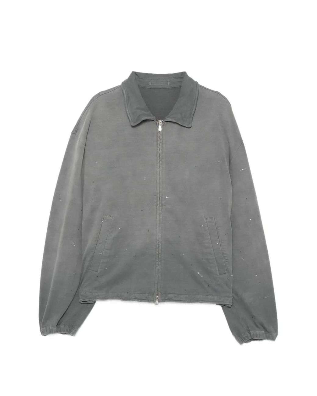 CROQUIS Gray Paint Splatter Zip-Up Jacket for men