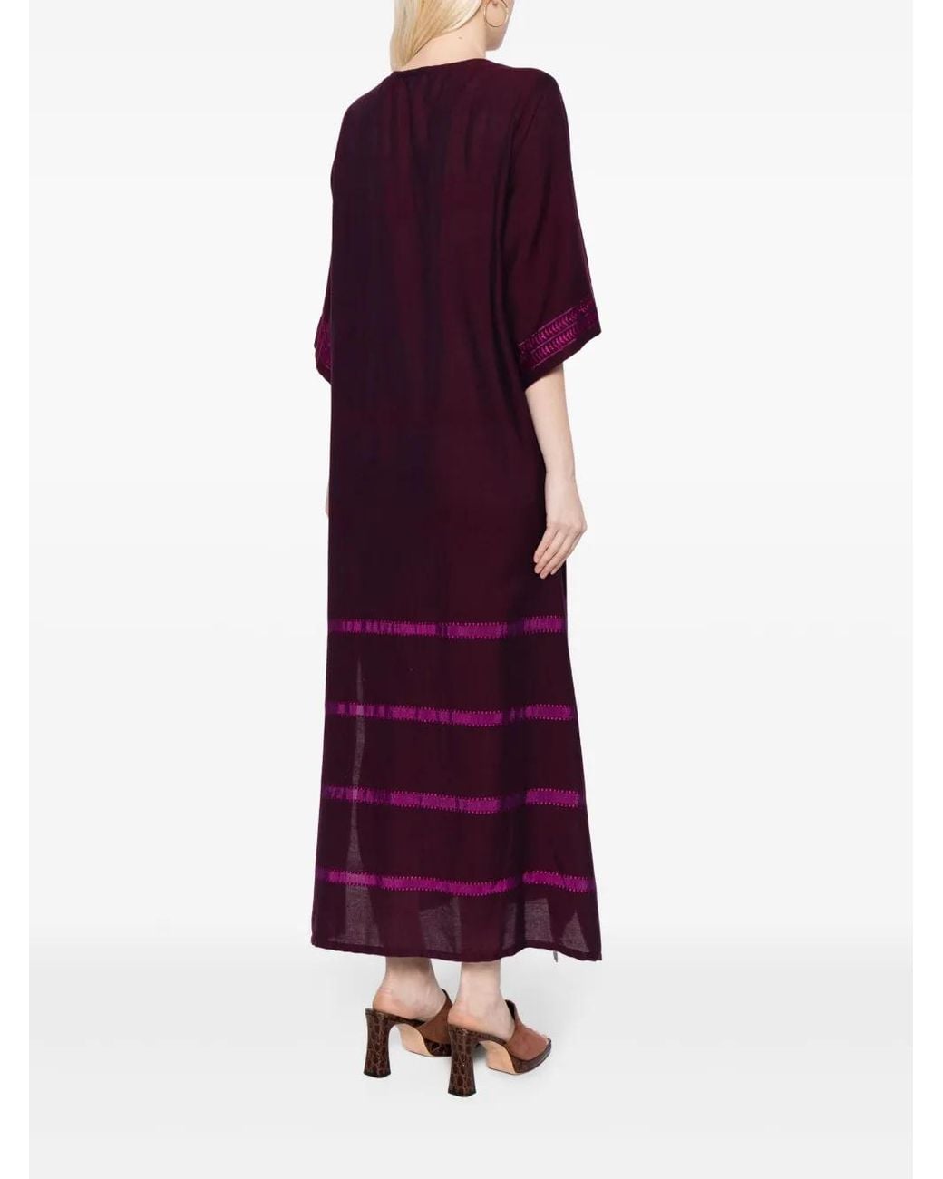 Lemlem Purple Edna Cotton-Blend Maxi Dress
