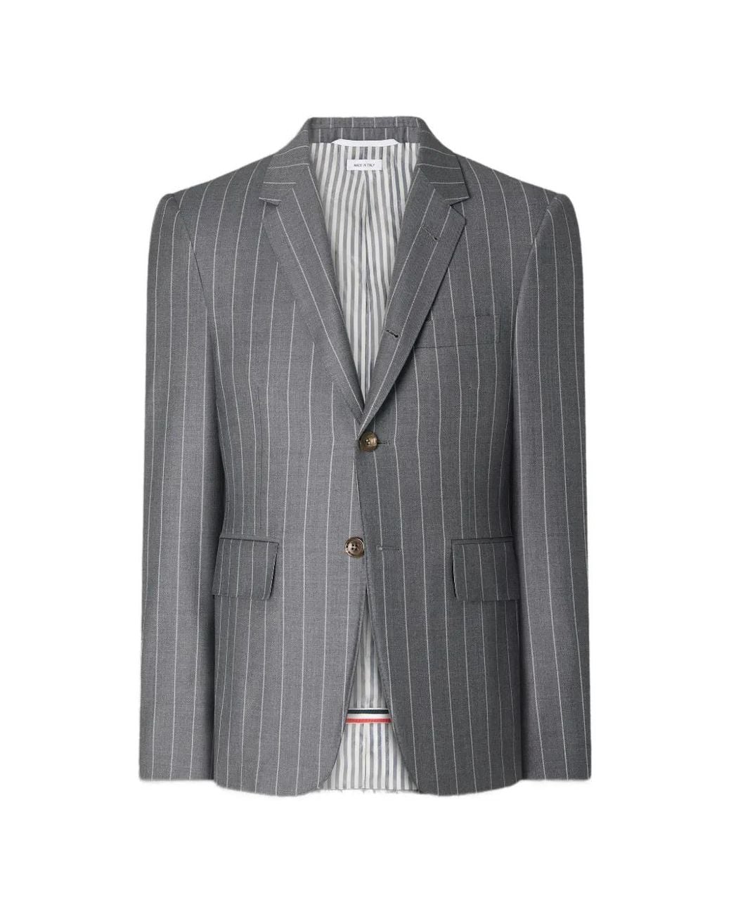Thom Browne Gray Flannel Chalk Stripe Sportcoat for men