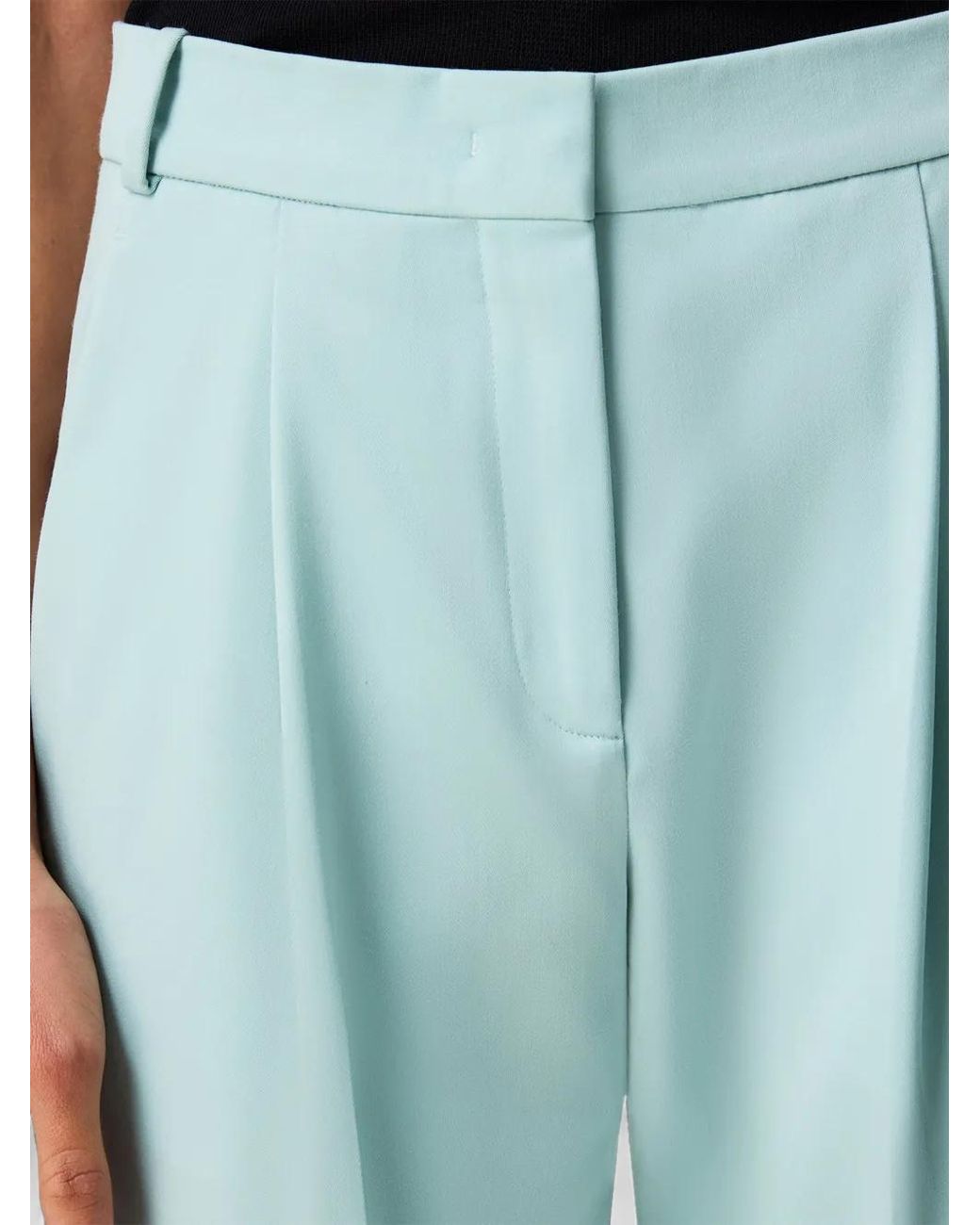 Another Tomorrow Blue Pantalon Peg À Design Plissé