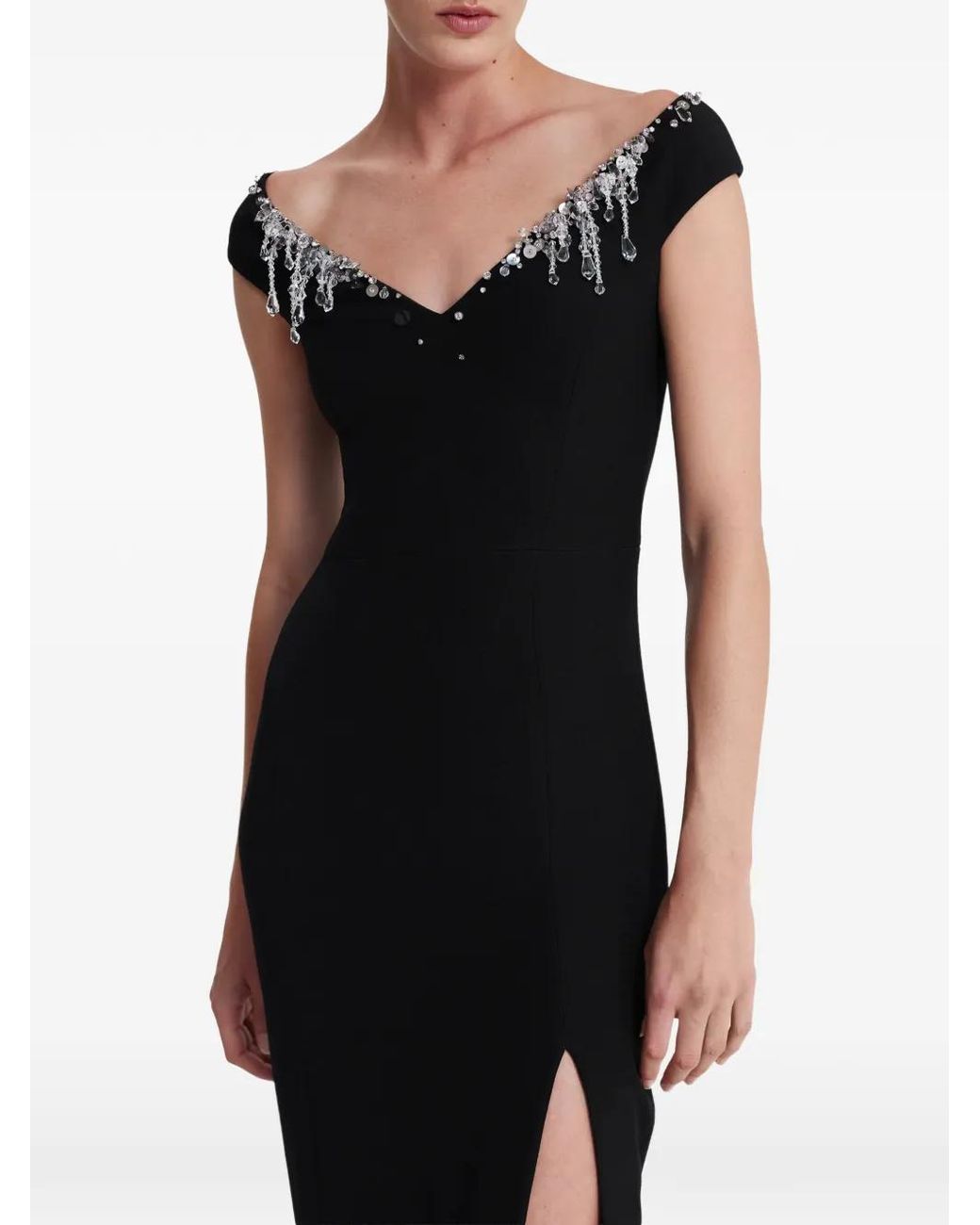 Safiyaa Black Lucrezia Crystal-Embellished Maxi Dress