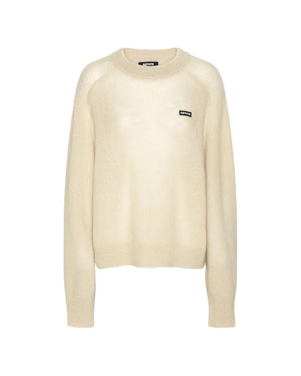 ROTATE BIRGER CHRISTENSEN Natural Logo-Patch Raglan-Sleeve Sweater