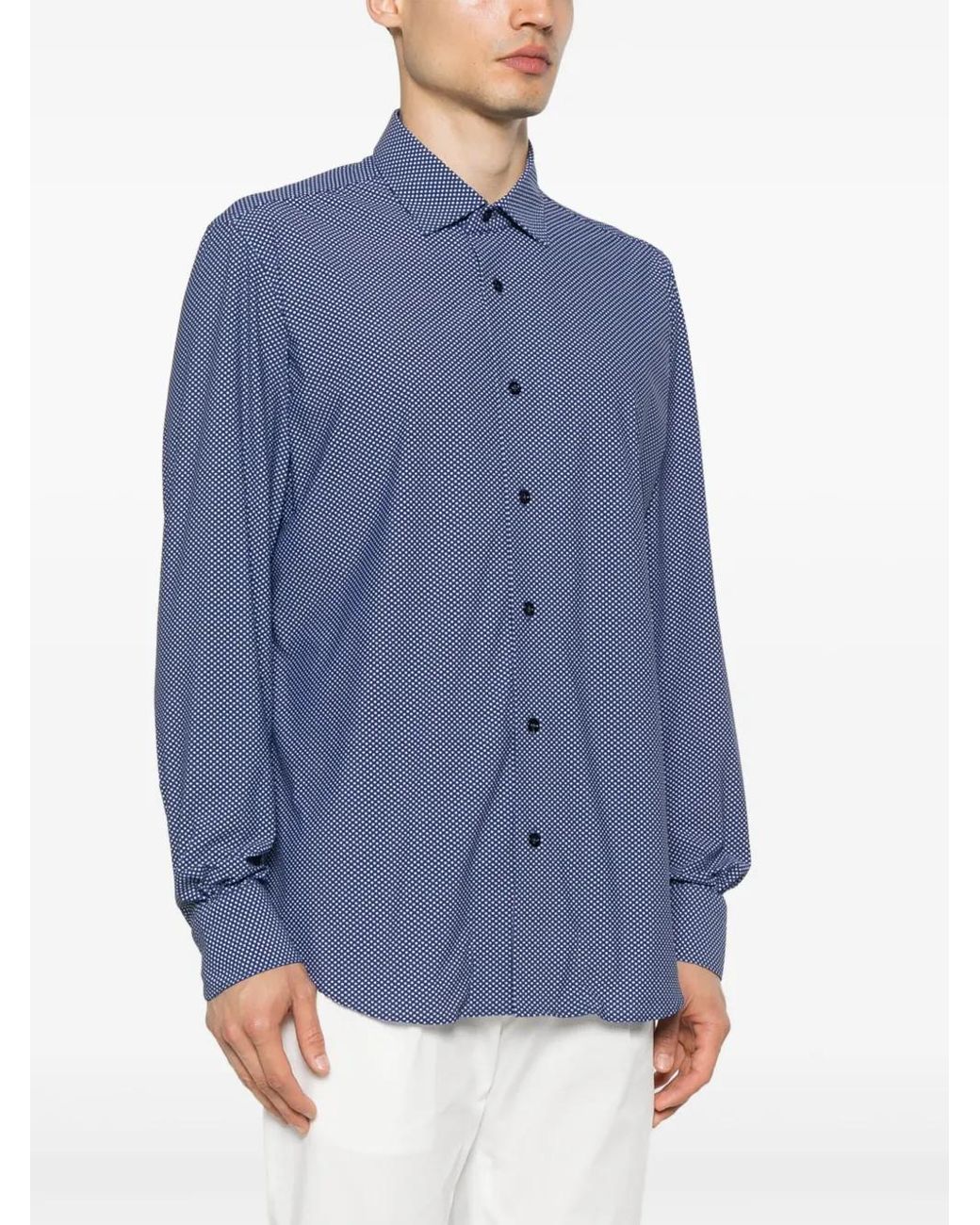 Mazzarelli Blue Printed Shirt for men