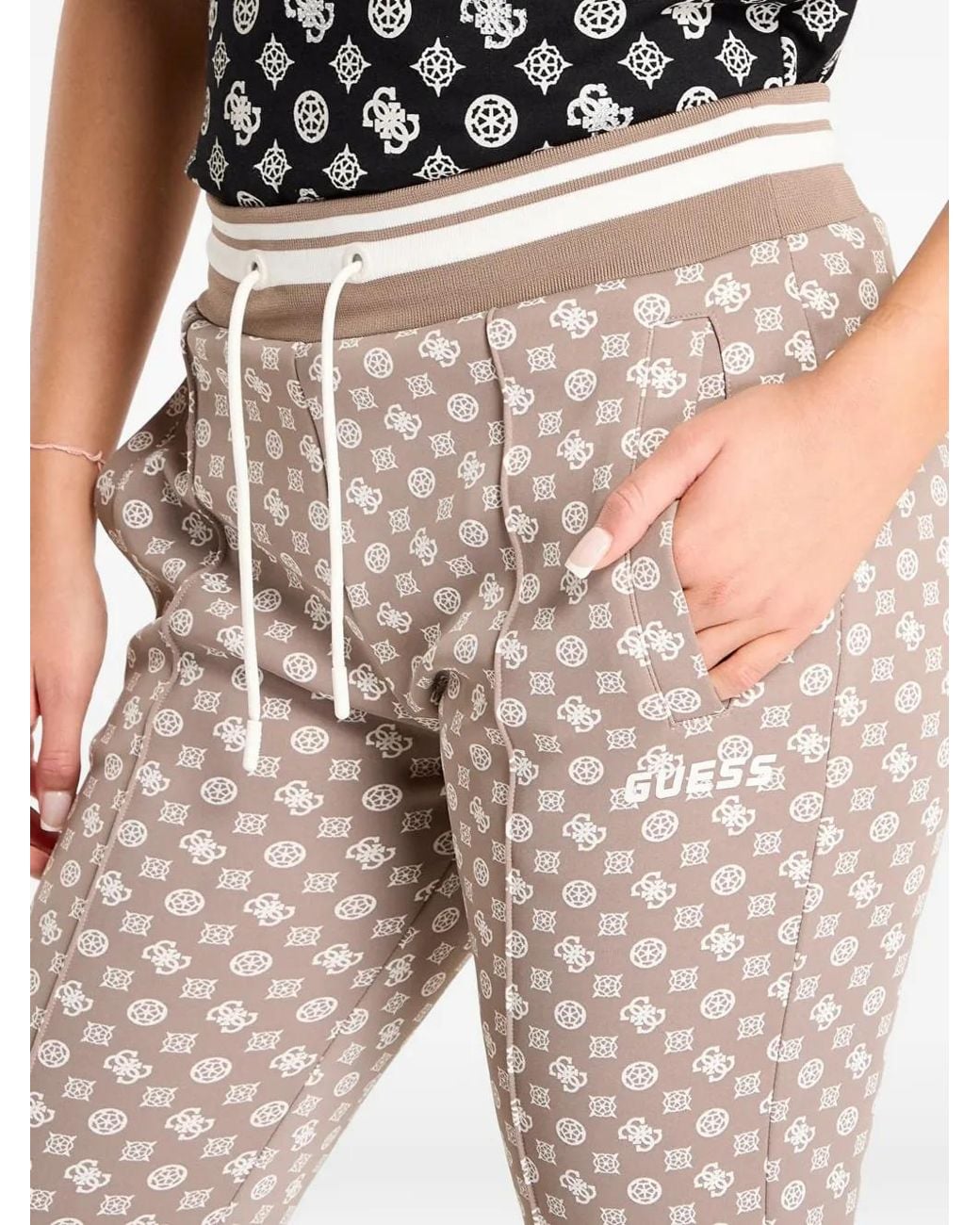 Guess New Aggie Monogram-Print Track Pants in Natural | Lyst UK