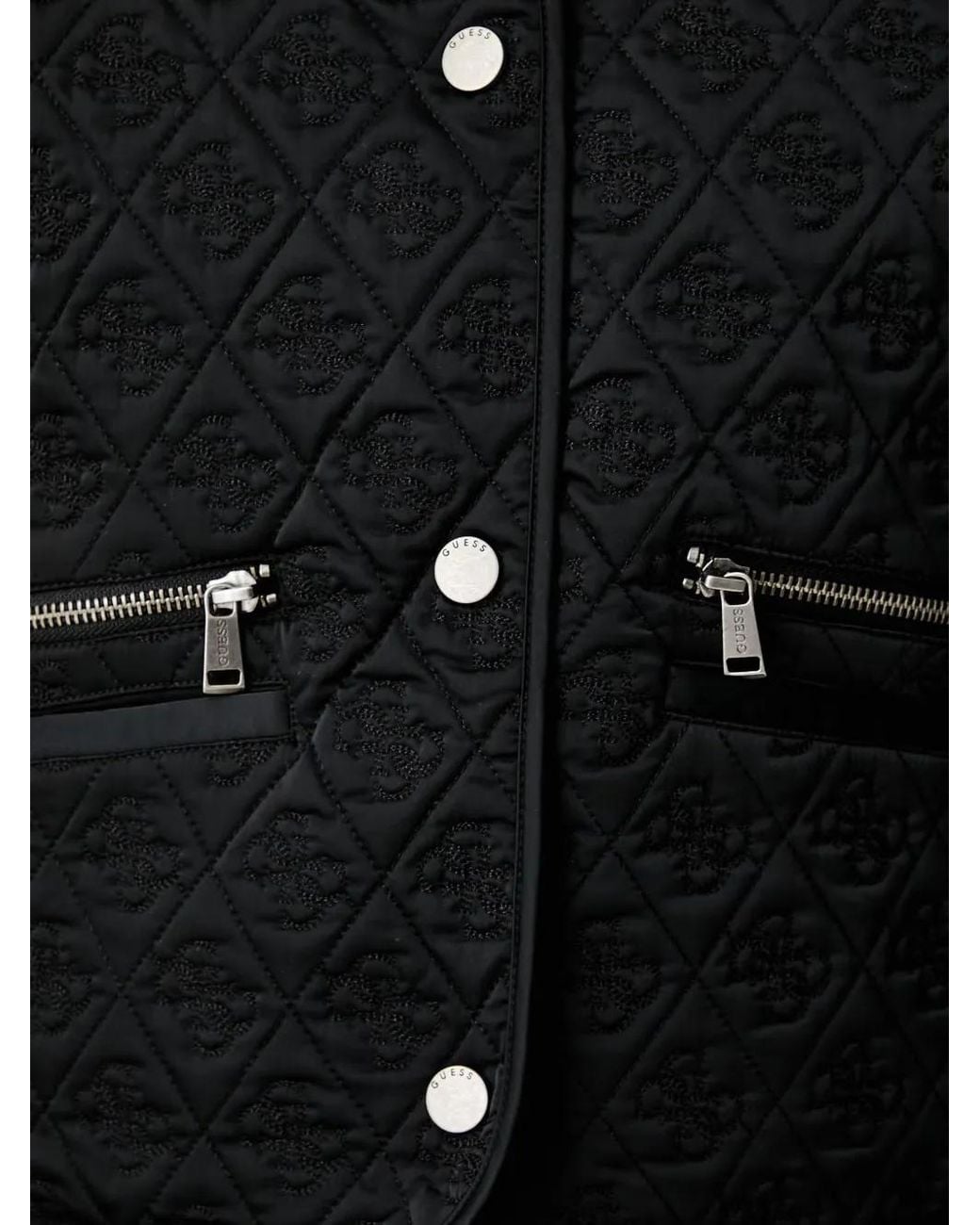 Guess Black Logo Quilted Jacket