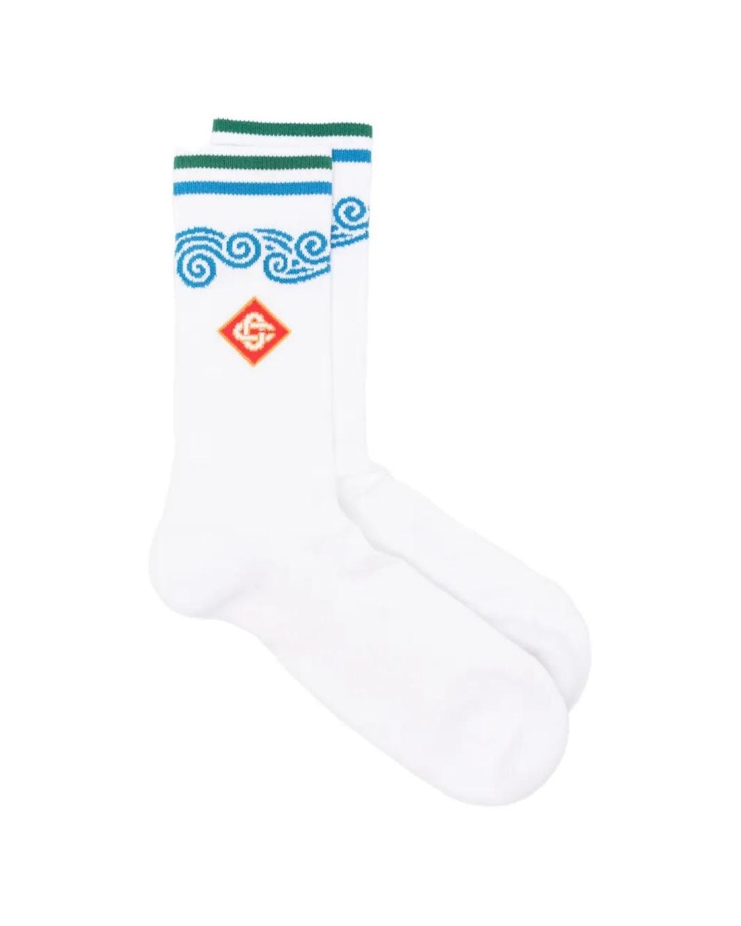 Casablanca White Casa Wave Logo-Embroidered Socks