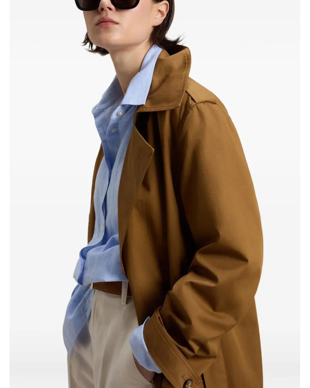 Woolrich Natural Trench Ceinturé À Boutonnière Croisée