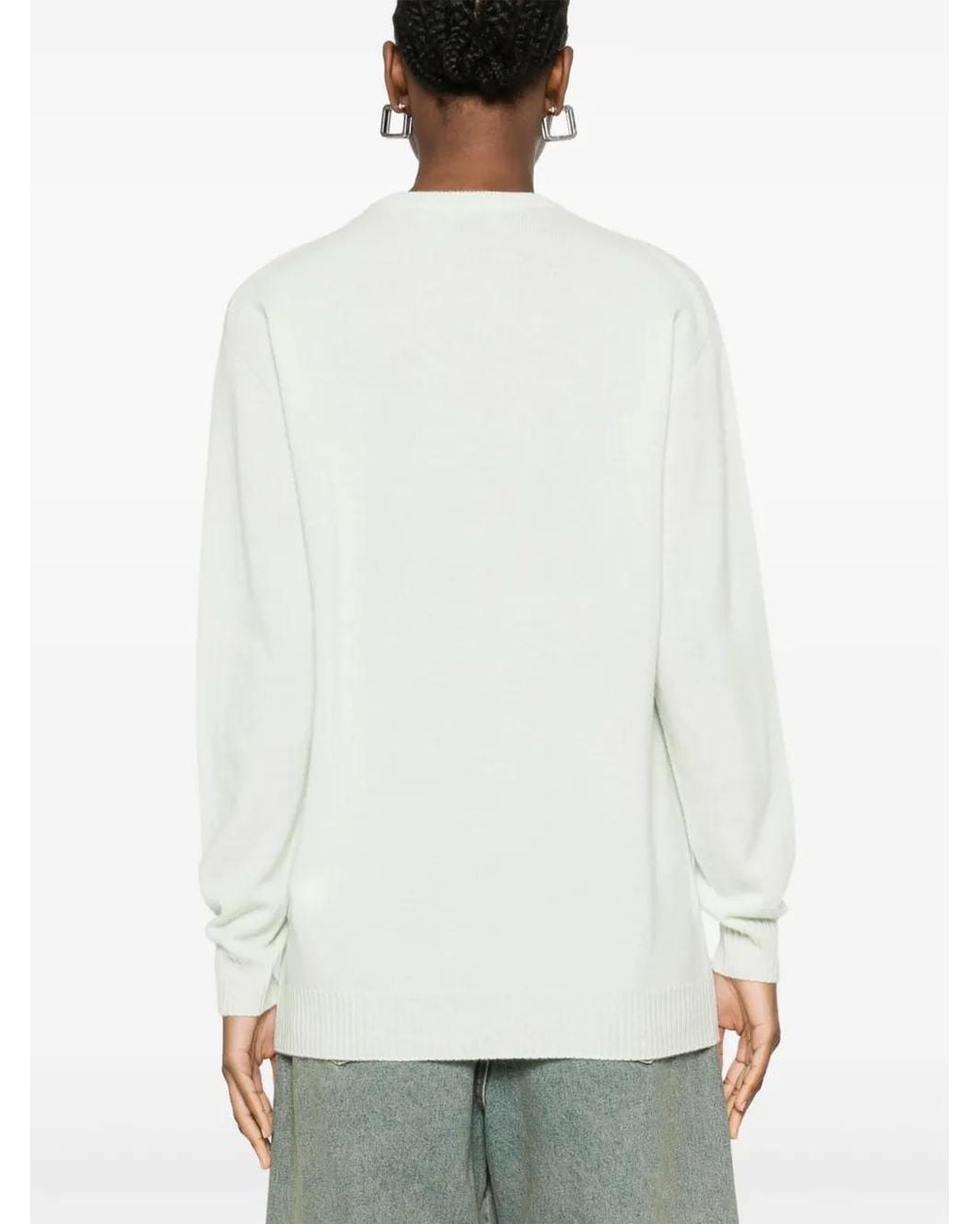 Blumarine White Rhinestone-Logo Sweater