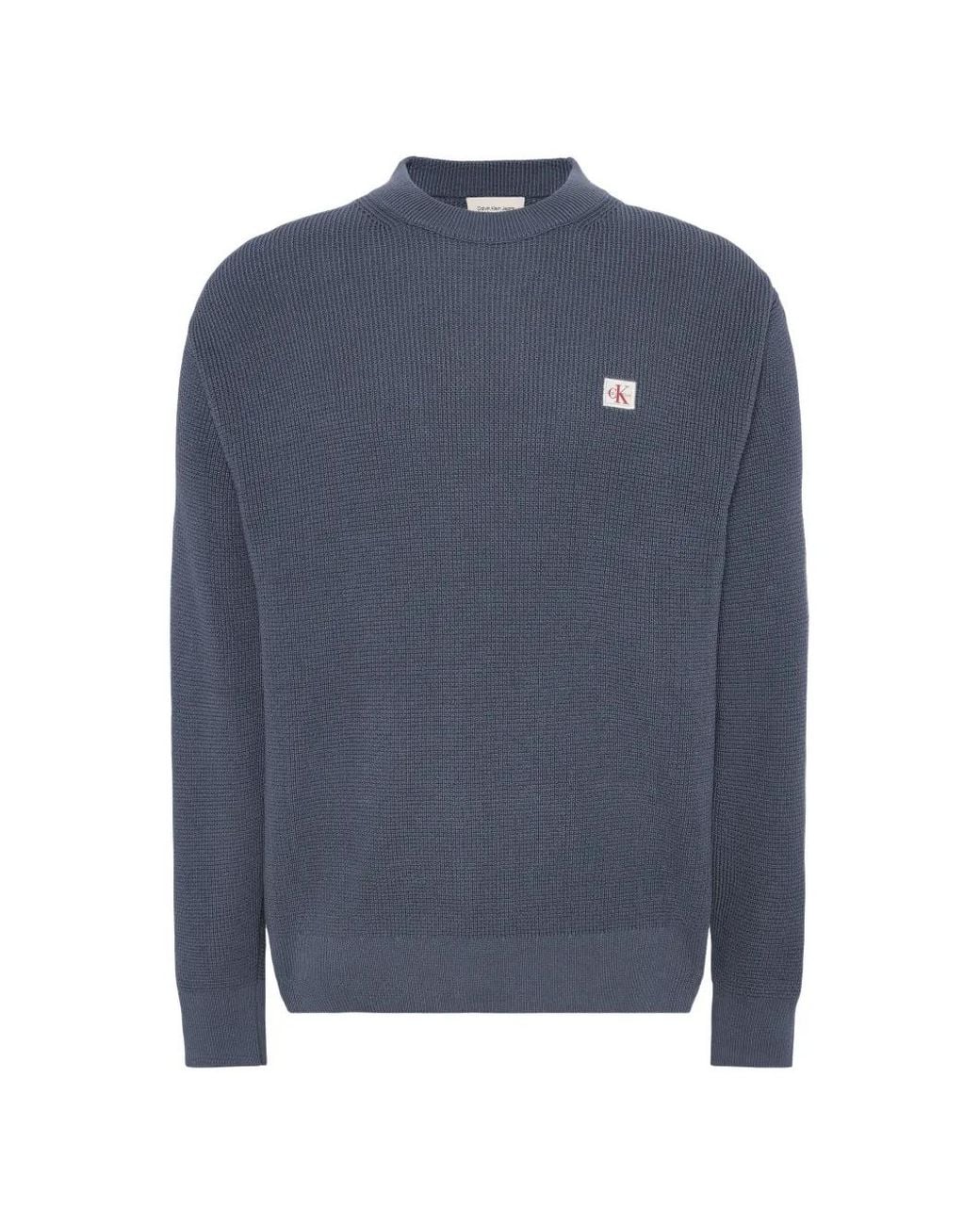 Pull En Maille Gaufrée À Patch Logo Calvin Klein pour homme en coloris Blue