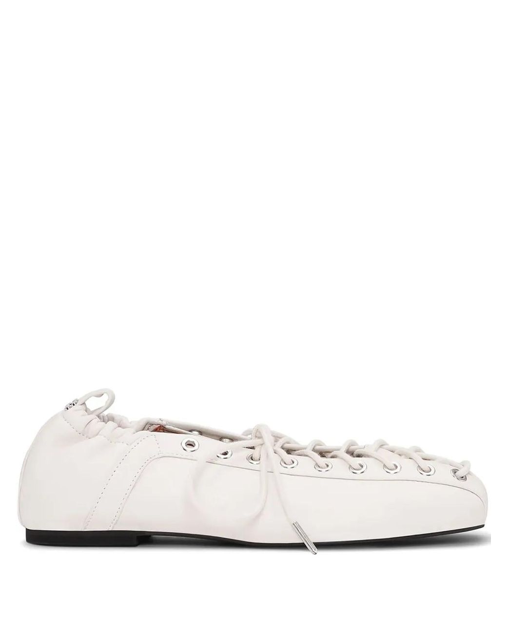 Ganni White Lace-Up Ballet Flats