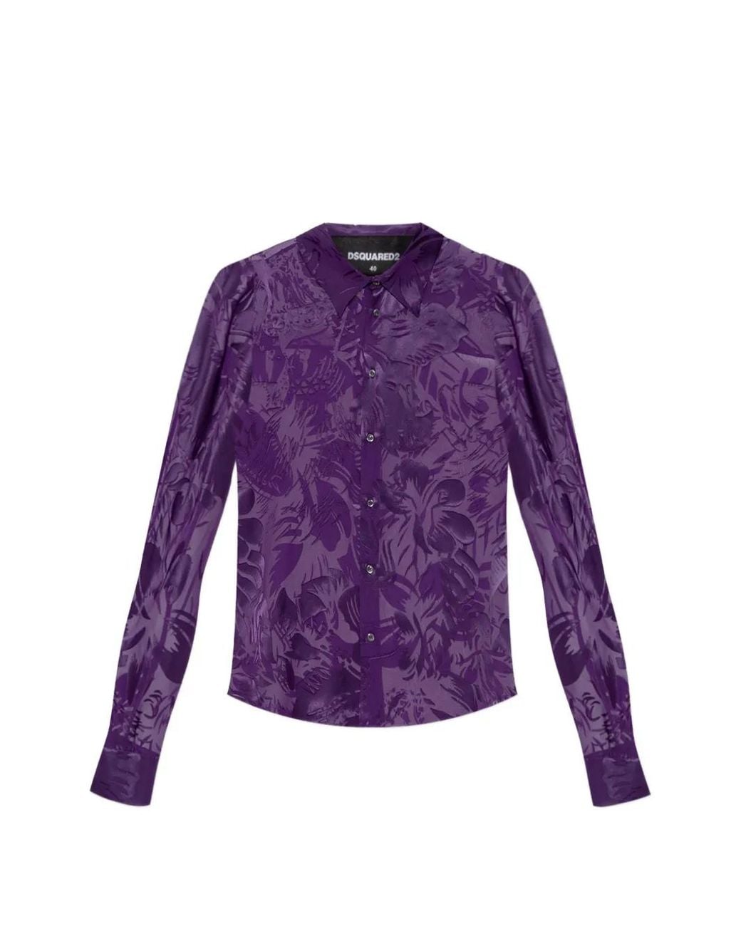DSquared² Purple Floral Buttoned Shirt