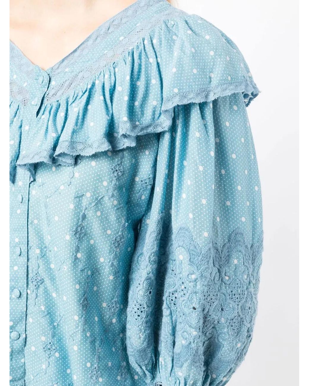 LoveShackFancy Blue Bunnie Broderie-Anglaise Blouse