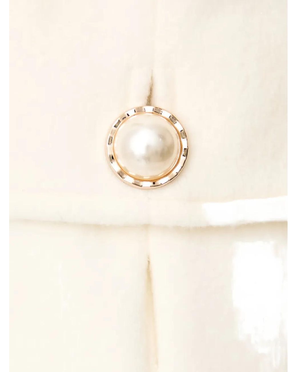 Silvian Heach Natural Double-Breasted Faux-Pearl Coat
