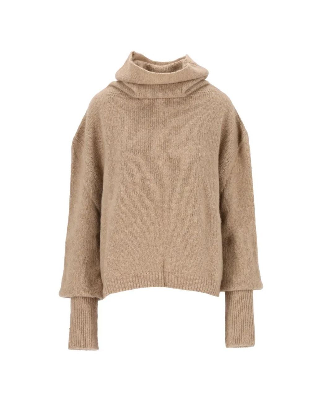 Dusan Natural Mock-Neck Kimono-Sleeve Sweater
