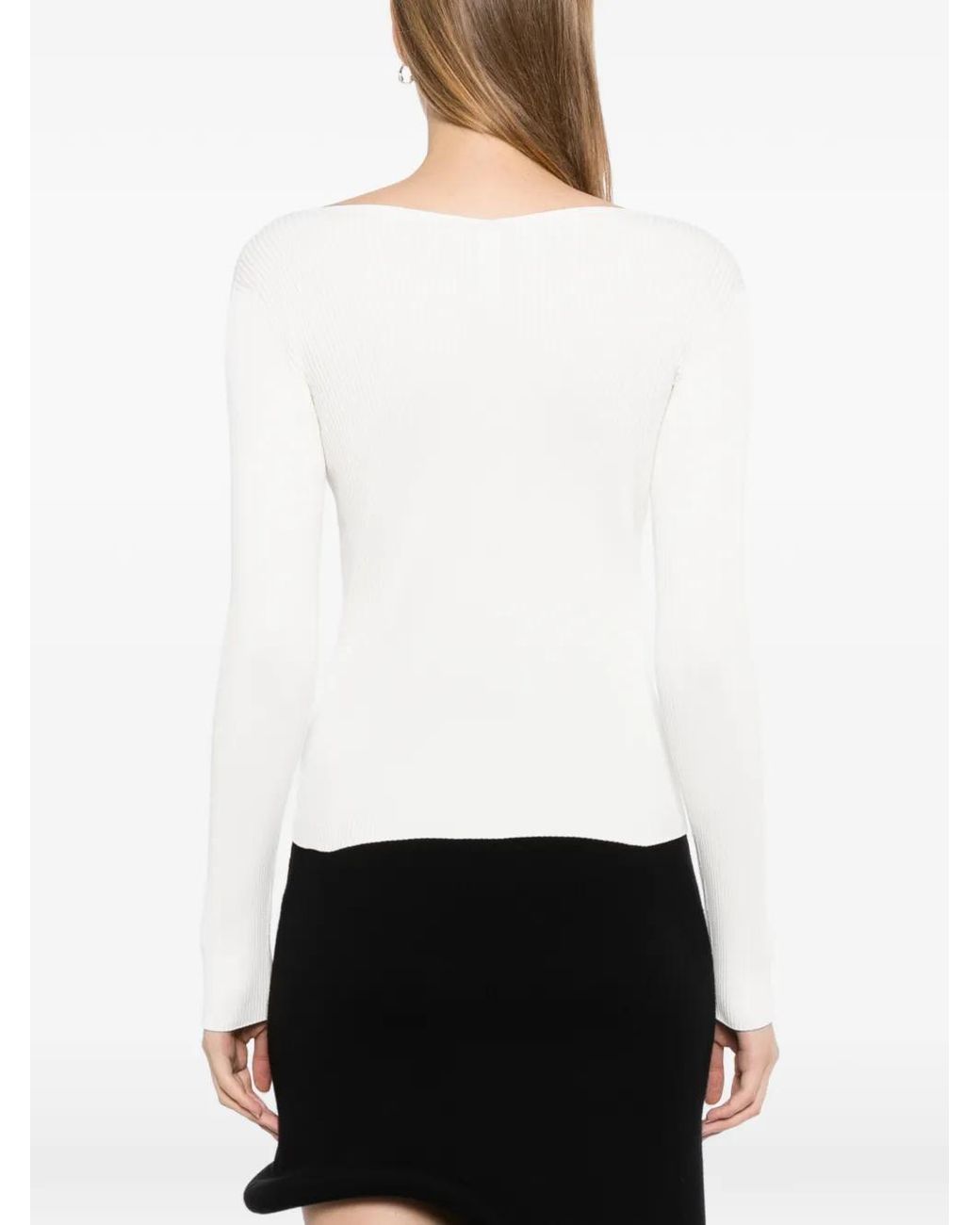 CFCL White V-Neck Long-Sleeve Top