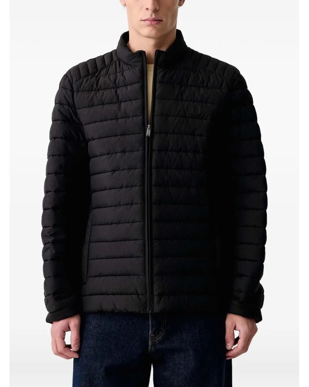Trussardi Black Quilted Zip-Up Jacket for men