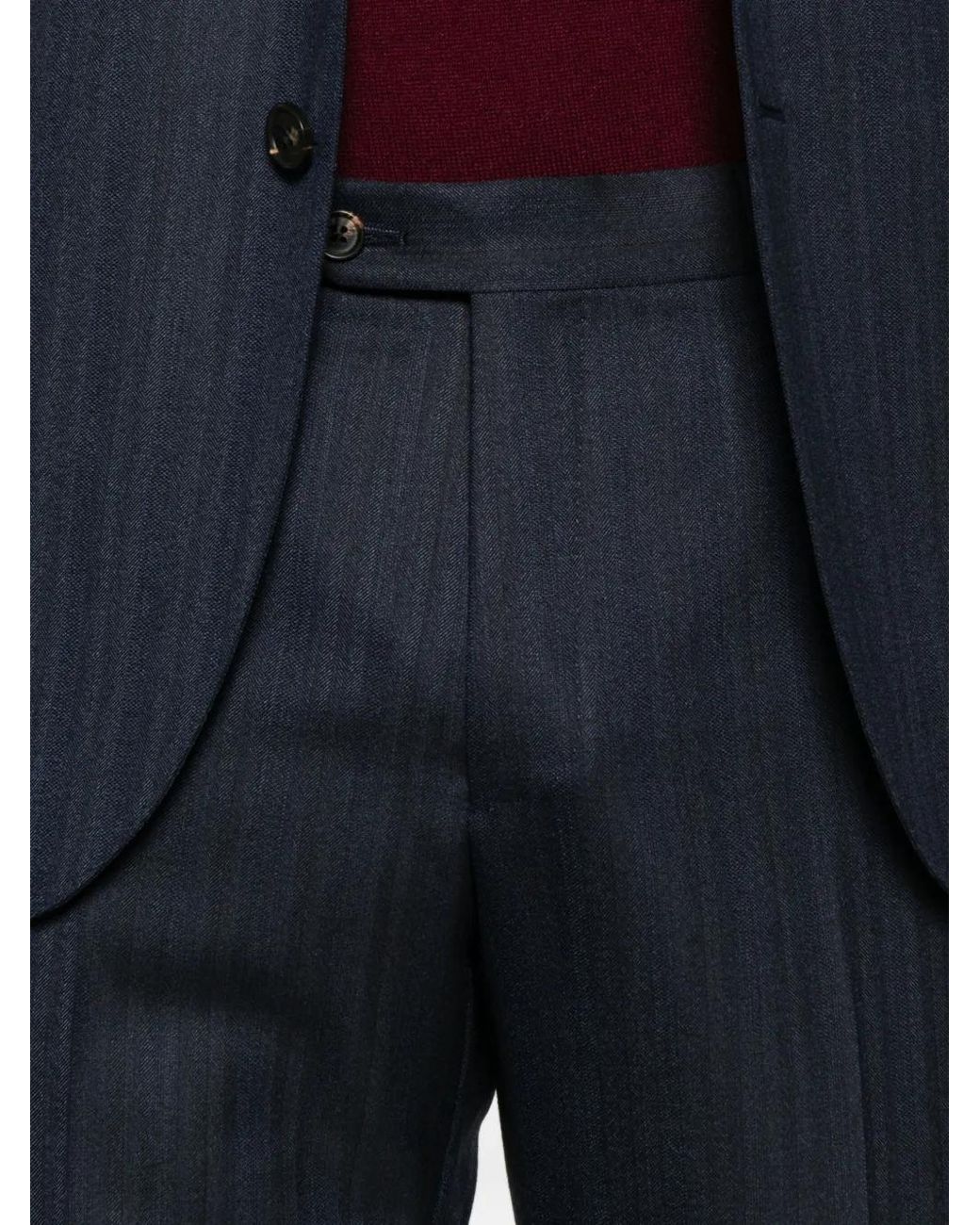 Corneliani Blue Wool Single Brested Suit for men