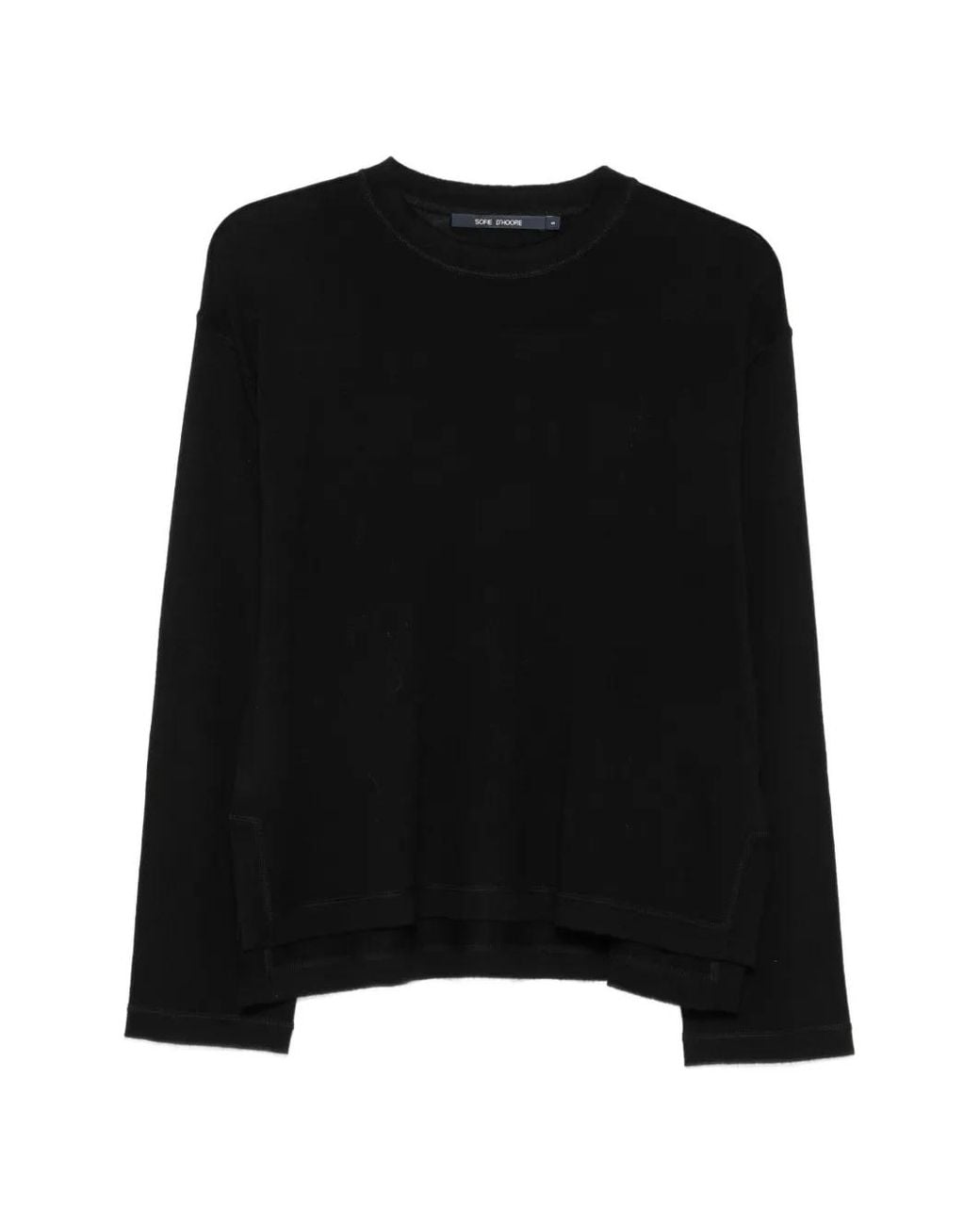 Sofie D'Hoore Black Mateo Contrast-Stitch Long-Sleeve Knit