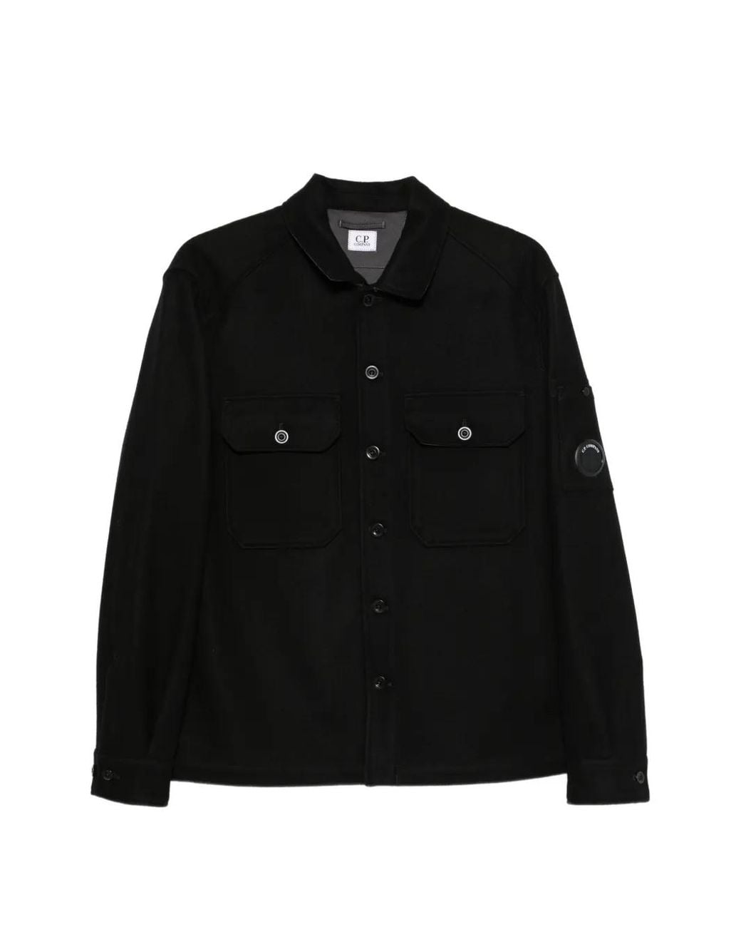 C P Company Black Lens-Detail Buttoned Jacket for men