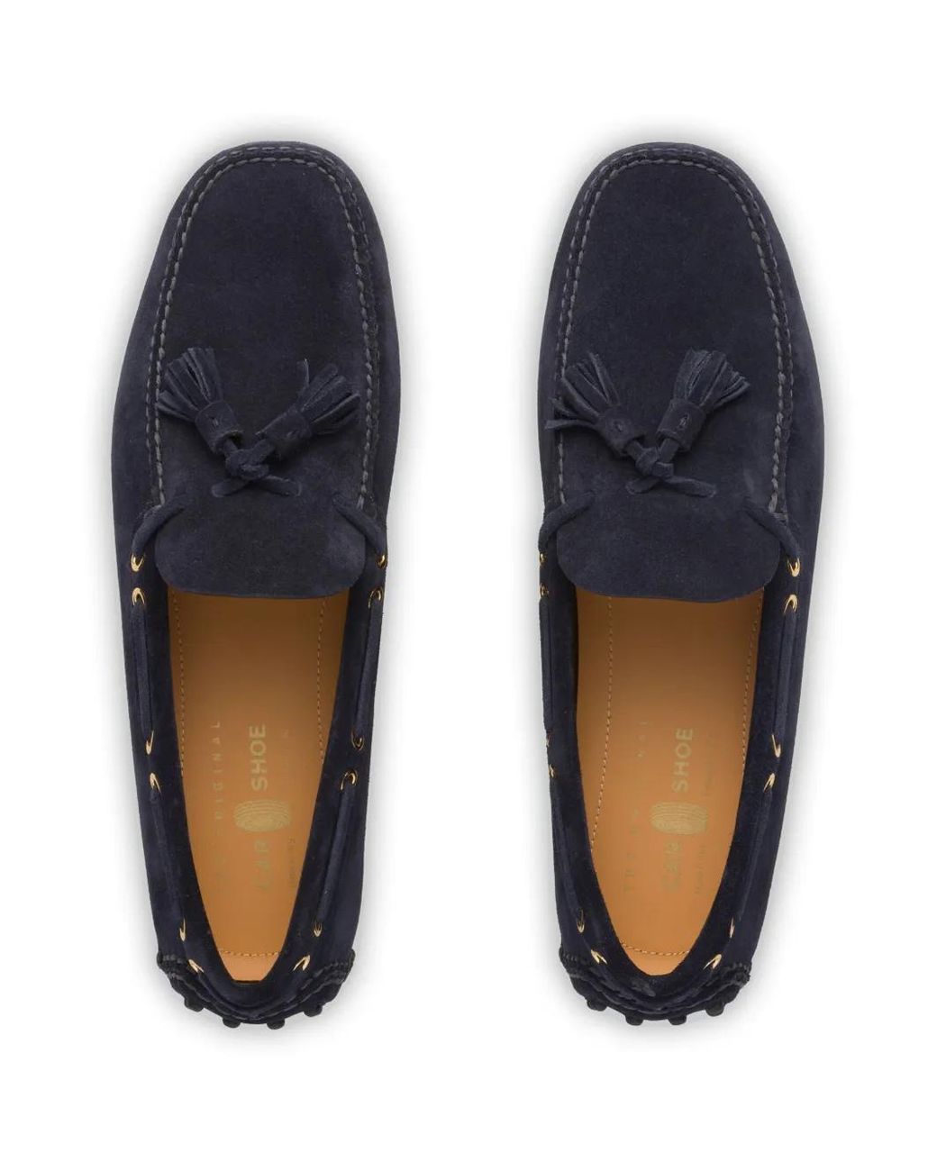 Car Shoe Blue Tassel-Detail Suede Boat Shoes for men