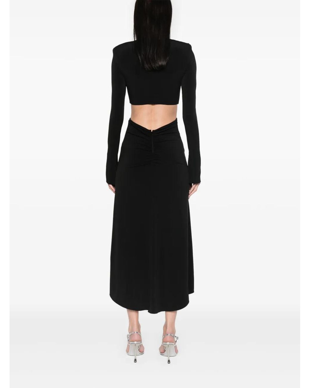 Nissa Black Open-Back Midi Dress