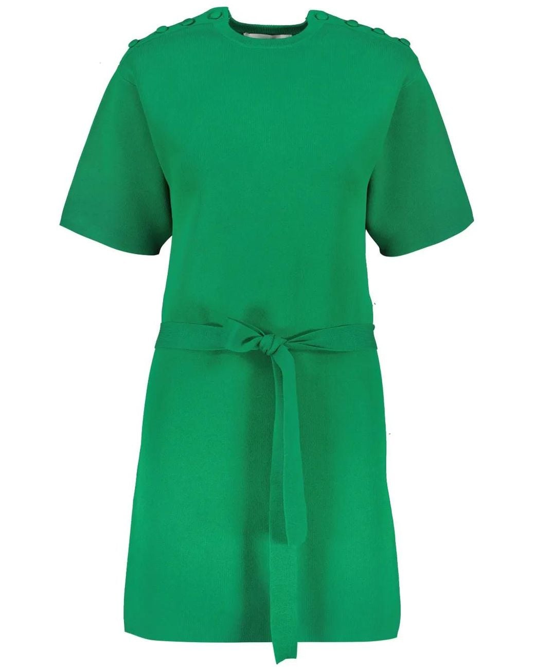 Yves Salomon Green Knitted T-Shirt Dress