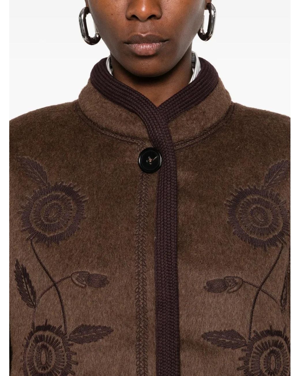 Antik Batik Brown Willow Embroidered Cropped Jacket