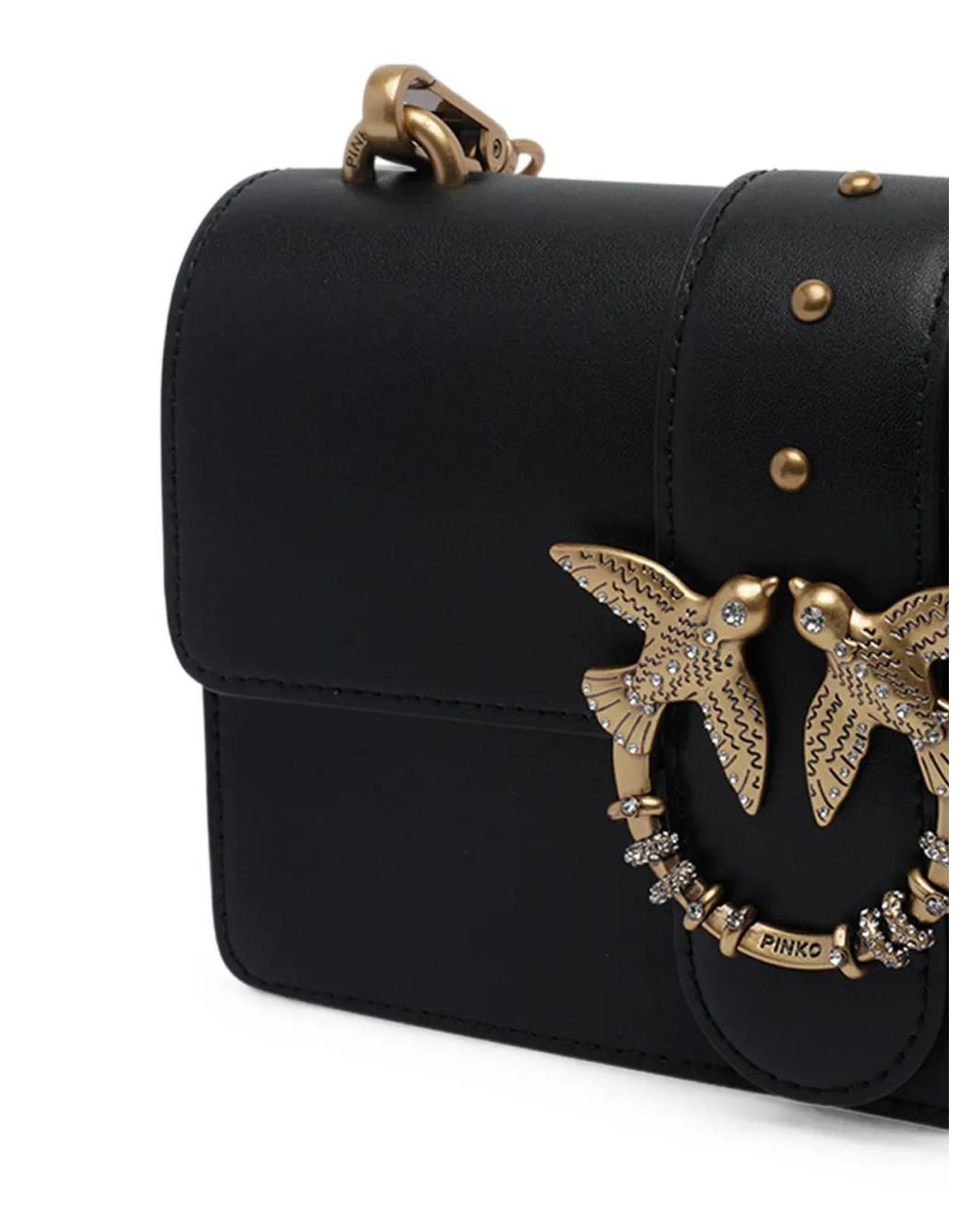 Pinko Black Love Birds Mini Shoulder Bag