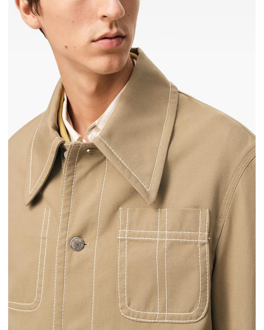 AMI Natural Cotton Worker Buttoned Jacket