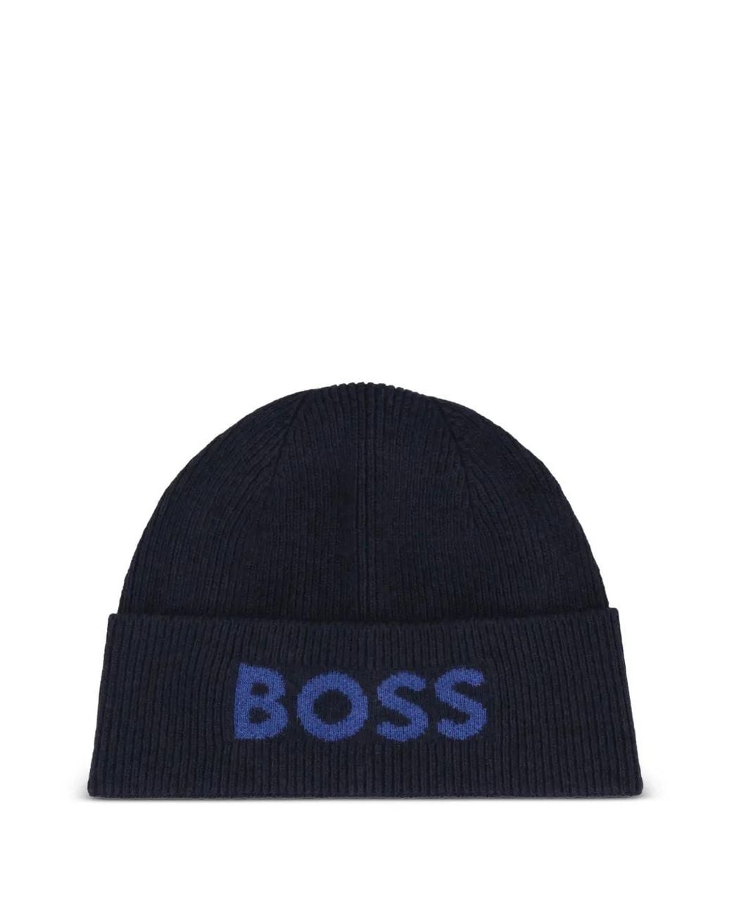 Boss Blue Logo Detail Beanie for men