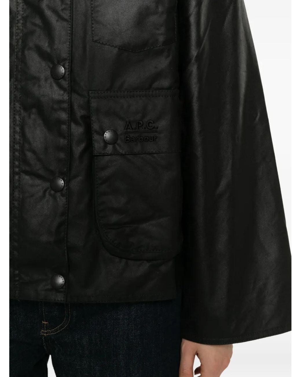Barbour Black X A.P.C. Logo-Embroidered Corduroy-Collar Jacket